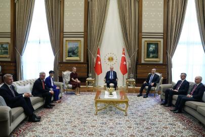 Cumhurbaşkanı Erdoğan, AB heyetini Cumhurbaşkanlığı Külliyesi'nde kabul etti
