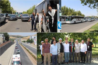 Filistin Konvoyu Diyarbakır’dan Mardin’e uğurlandı