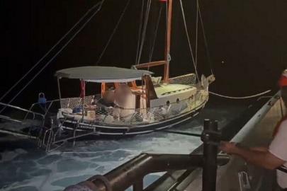 Muğla'da sürüklenen teknedeki 2 kişi kurtarıldı